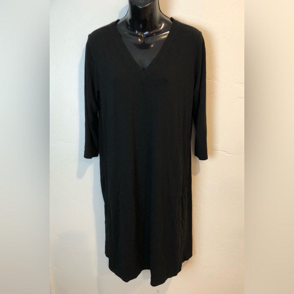 J. Jill Black Wearever collection long sleeve v neck dress small